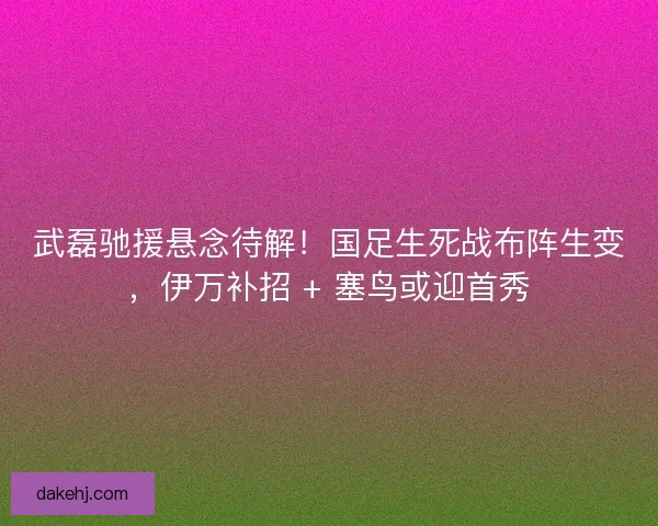 武磊驰援悬念待解！国足生死战布阵生变，伊万补招 + 塞鸟或迎首秀