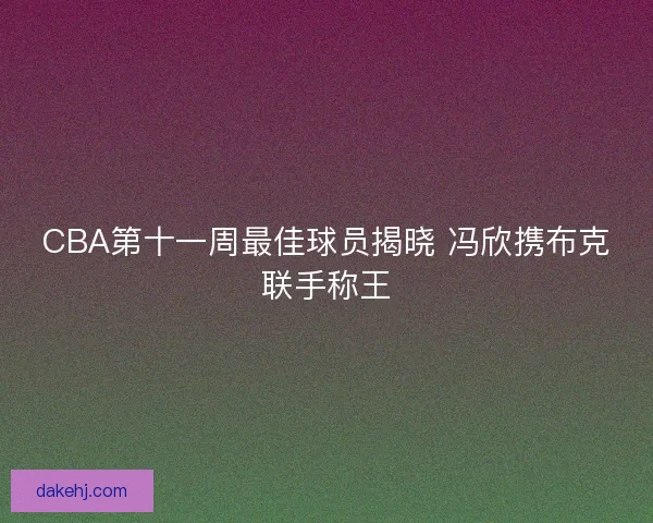 CBA第十一周最佳球员揭晓 冯欣携布克联手称王 CBA第十一周最佳球员揭晓 冯欣携布克联手称王